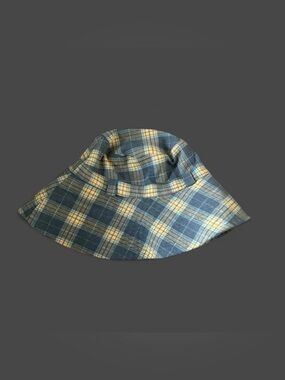 blue & yellow plaid bucket hat #plaid #hat #outdoors